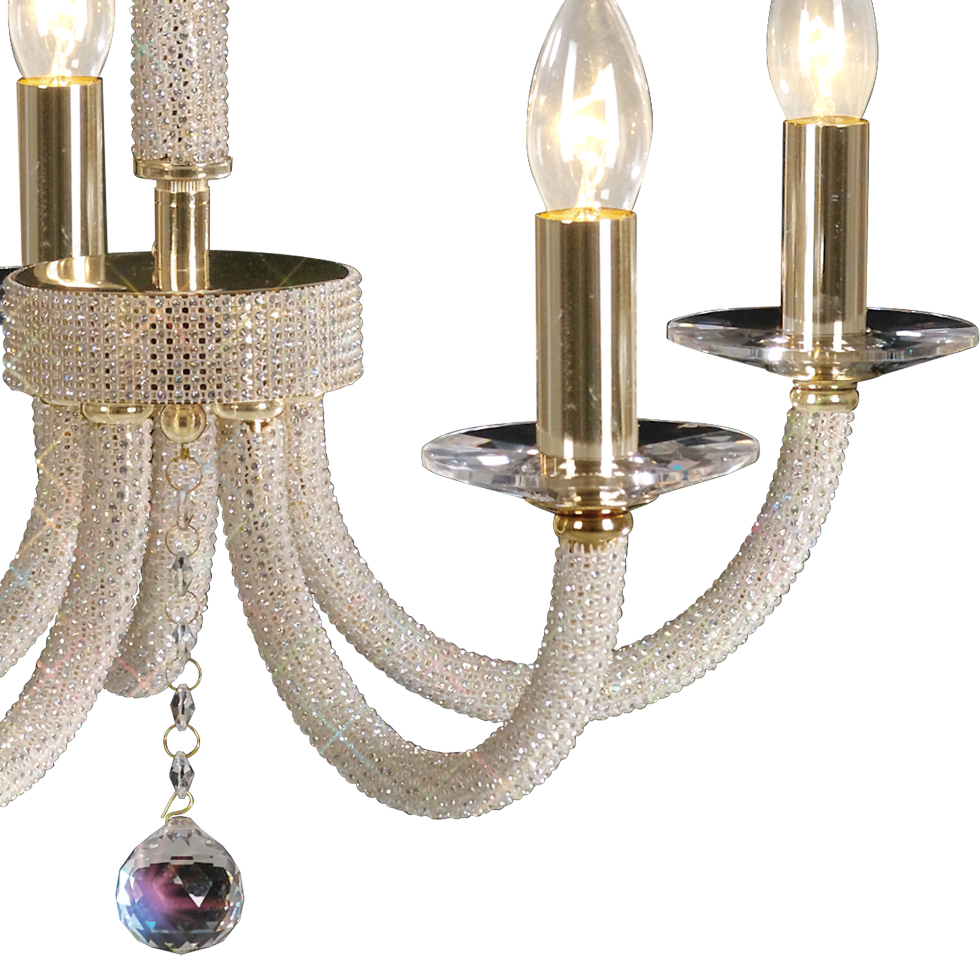 Elena Gold Crystal Ceiling Lights Diyas Multi Arm Crystal Fittings